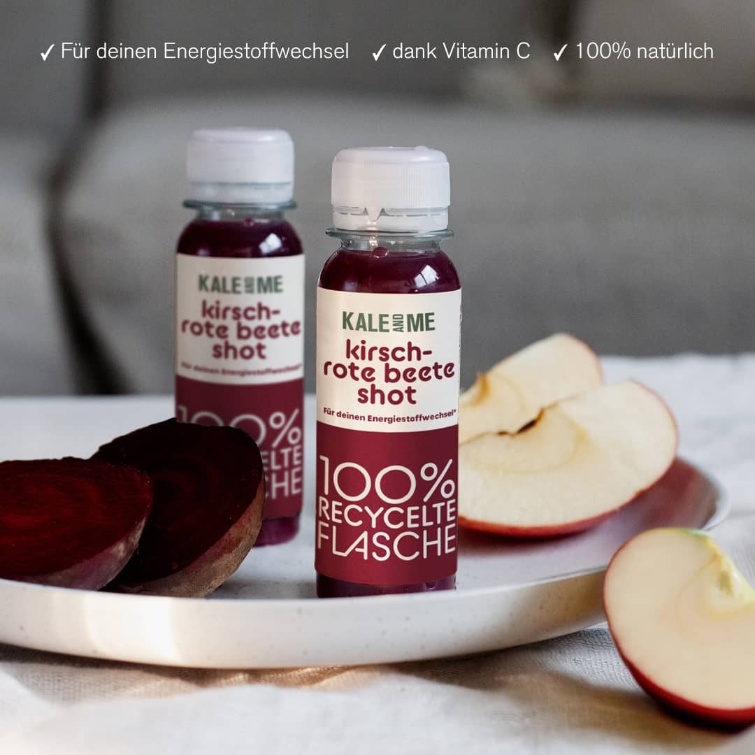Krisch Rote Beete Shot mit Rohstoffen