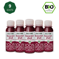 Bundle Bio Beeren Shot, 9 cold-pressed berry shots in 100% recycled bottles, rich in antioxidants and vitamin C.