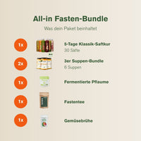 Saftkuren und verschiedene fastenunterstützende Produkte